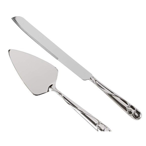 Silver Plated Wedding Cake Serving Set Graceful‎ Heart Hortense Hewitt - Picture 1 of 9